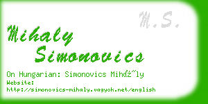 mihaly simonovics business card